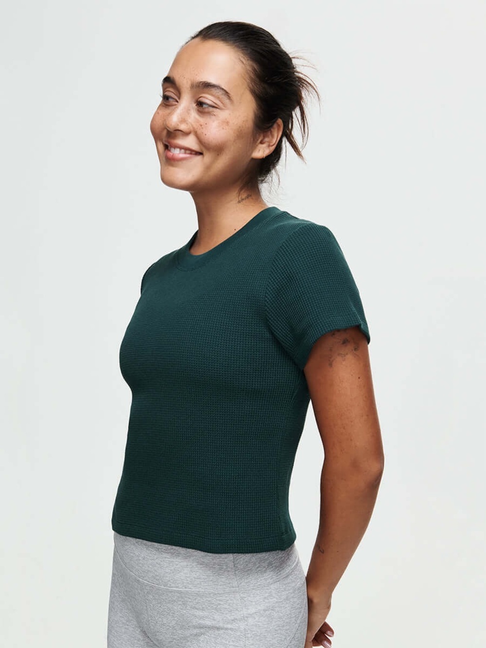 Outdoor Voices Waffle Knit Baby Tee – NWOT | 100% Cotton | Fitted & Cropped
